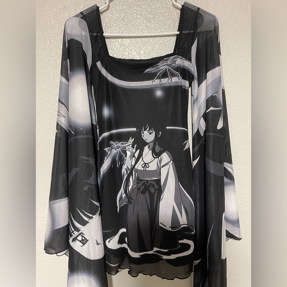Inuyasha Dolls Kill High-Rank Priestess Mesh Kimono Mini Dress